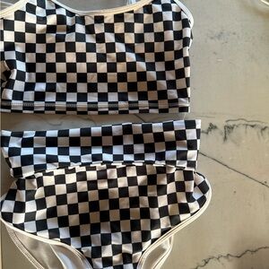 Salt Gypsy Checkered Black and White Bikini Set